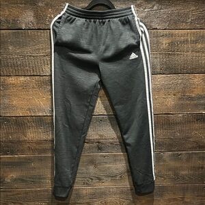 adidas Kids Charcoal Gray Joggers with White Three-Stripes